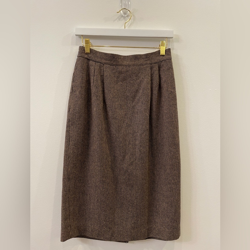 Vintage Fay Brown Houndstooth Pencil Skirt